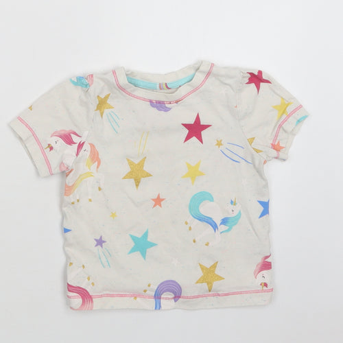TU Baby Ivory Geometric Cotton Basic T-Shirt Size 18-24 Months Crew Neck  - Star Print
