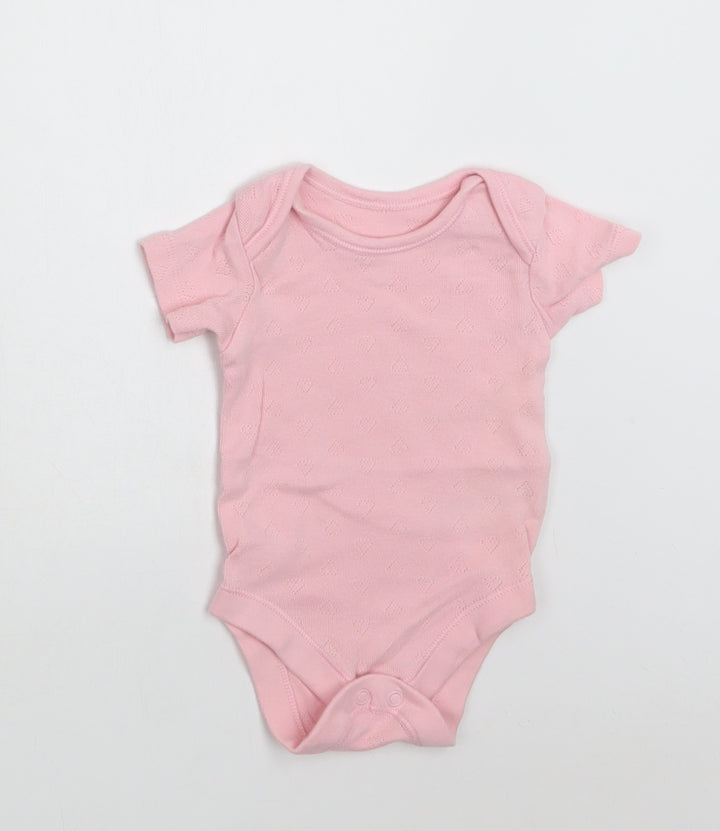 George Baby Pink  Cotton Romper One-Piece Size 0-3 Months  Snap