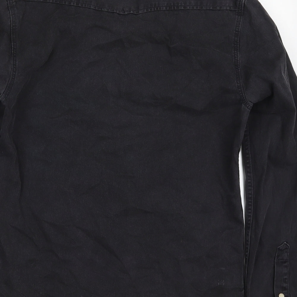 JACK & JONES Mens Black  Cotton  Button-Up Size S Collared Button
