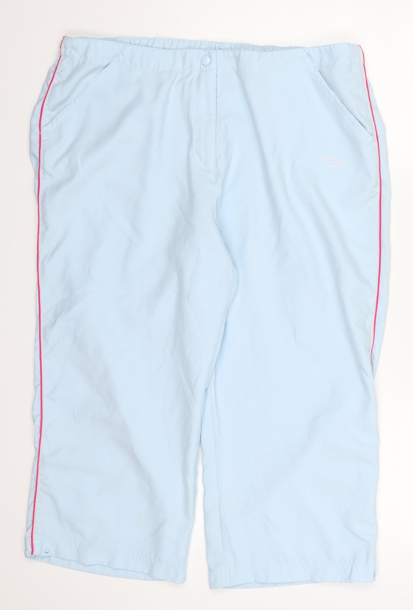 US Athletic Womens Blue  Polyester Cropped Trousers Size 18 L21 in Regular Button