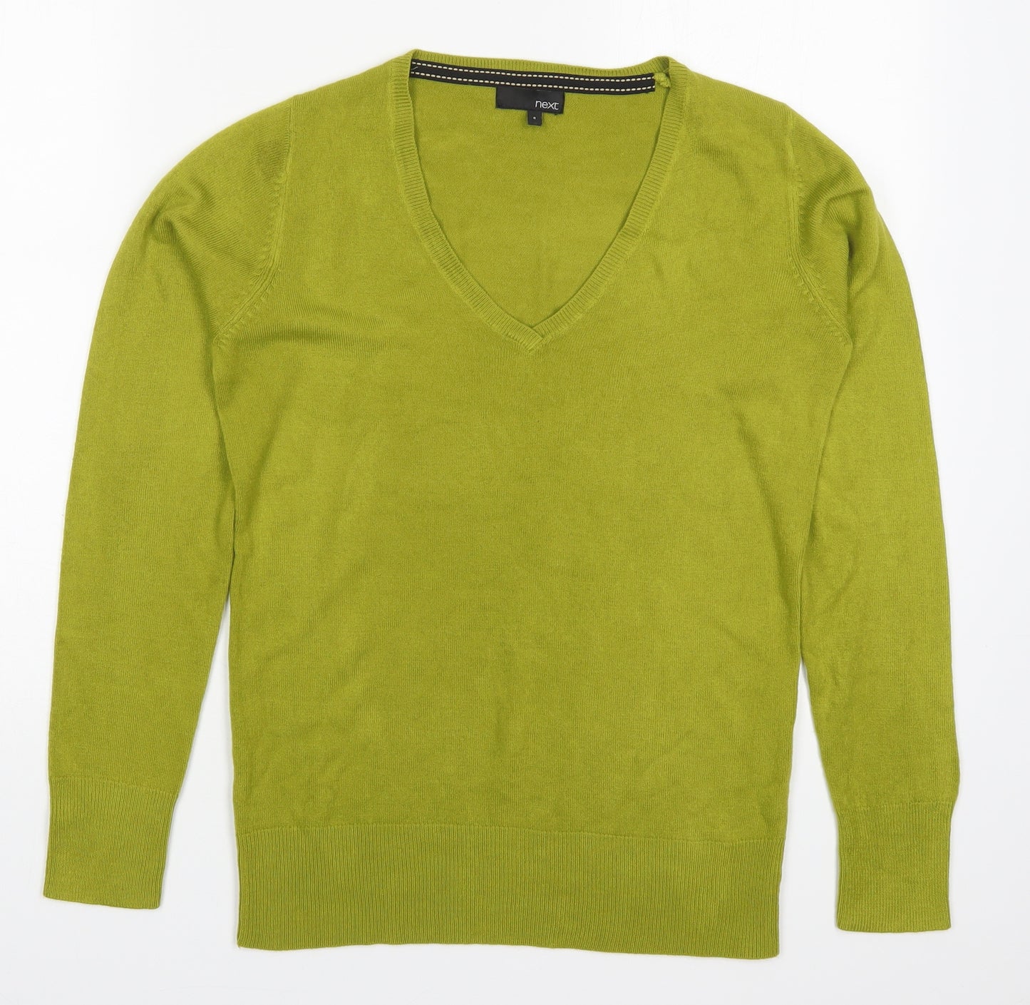 NEXT Womens Green V-Neck  Acrylic Pullover Jumper Size 8