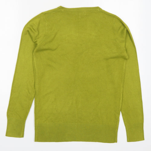 NEXT Womens Green V-Neck  Acrylic Pullover Jumper Size 8