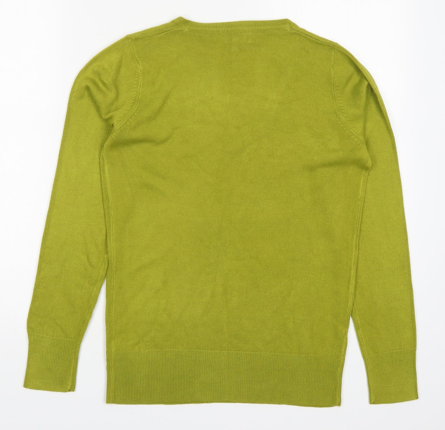 NEXT Womens Green V-Neck  Acrylic Pullover Jumper Size 8