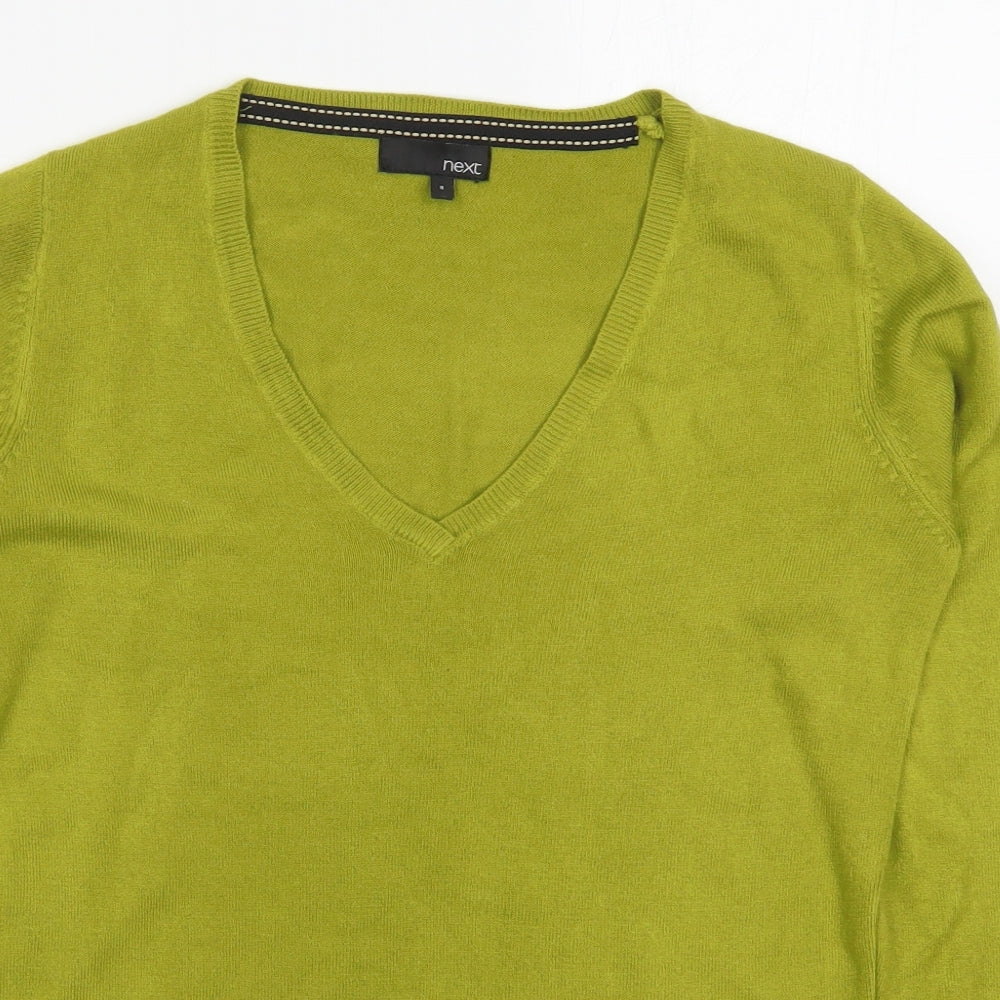 NEXT Womens Green V-Neck  Acrylic Pullover Jumper Size 8