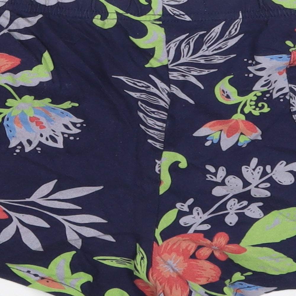 Nutmeg Womens Blue Floral Cotton Sweat Shorts Size 16  Regular Drawstring