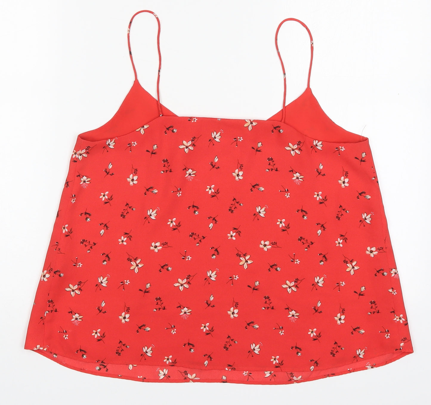 Pimkie Womens Red Floral Polyester Basic Tank Size S V-Neck