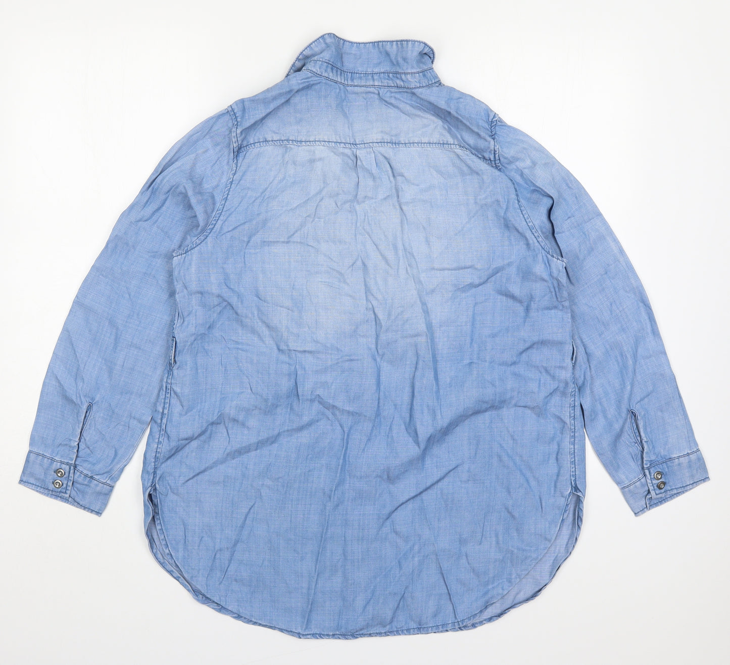 H&M Womens Blue  Lyocell Basic Blouse Size M Collared
