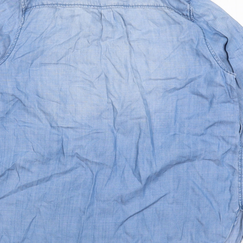 H&M Womens Blue  Lyocell Basic Blouse Size M Collared