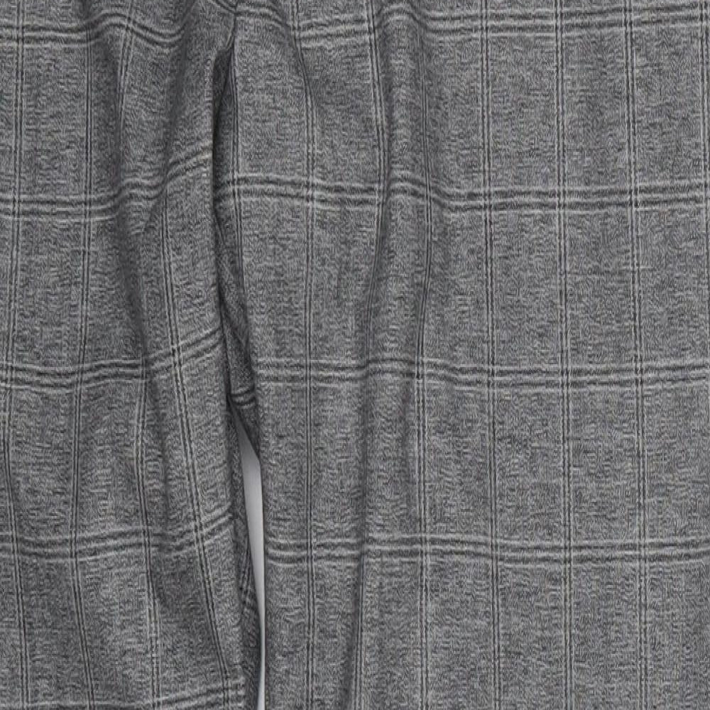 NEXT Mens Grey Check Polyester Trousers  Size 34 L31 in Regular Button