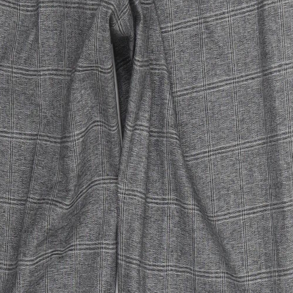 NEXT Mens Grey Check Polyester Trousers  Size 34 L31 in Regular Button