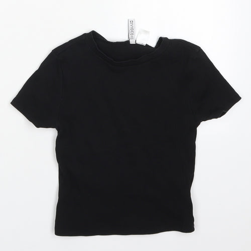 H&M Womens Black  Cotton Basic T-Shirt Size S Crew Neck