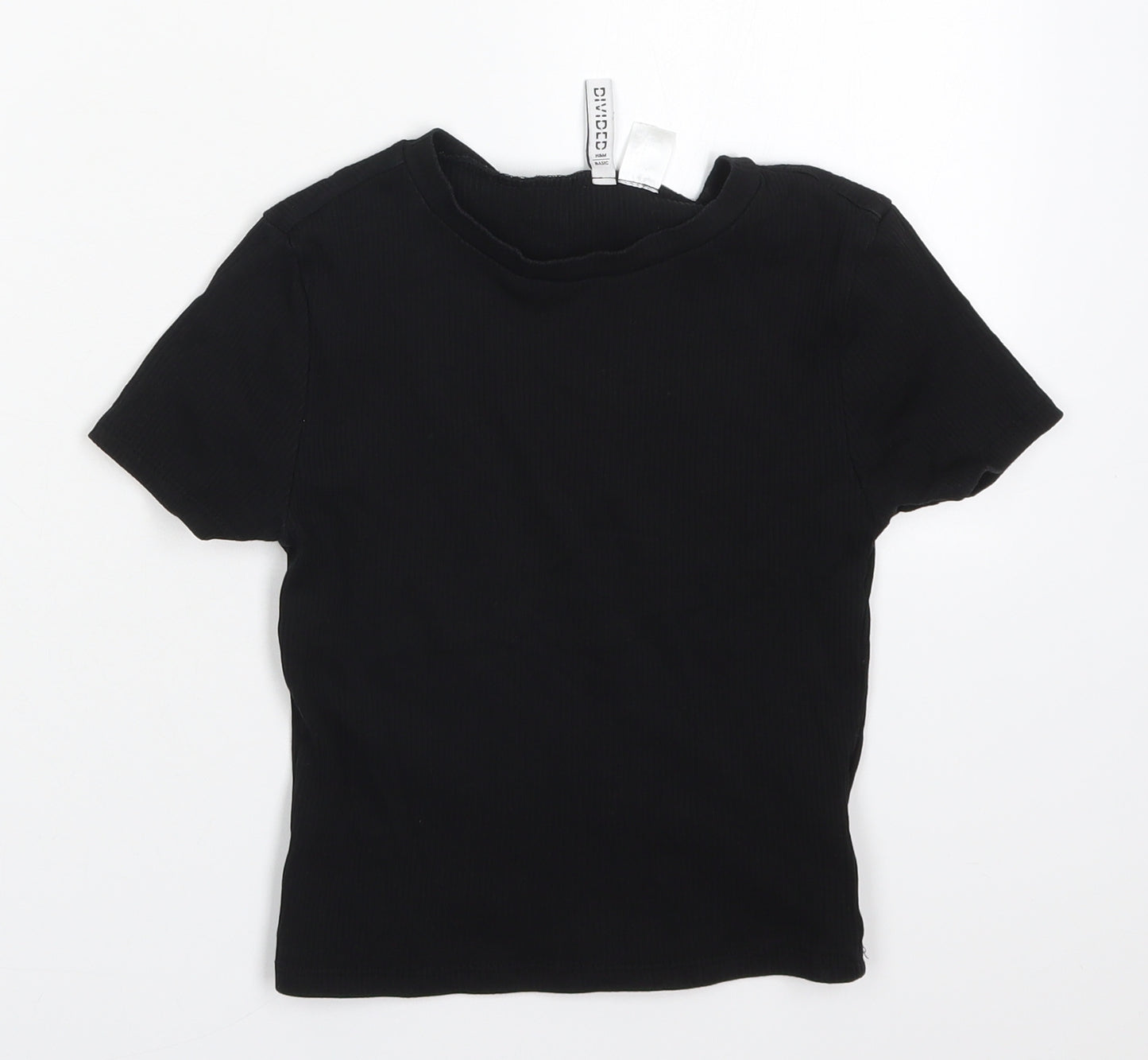 H&M Womens Black  Cotton Basic T-Shirt Size S Crew Neck