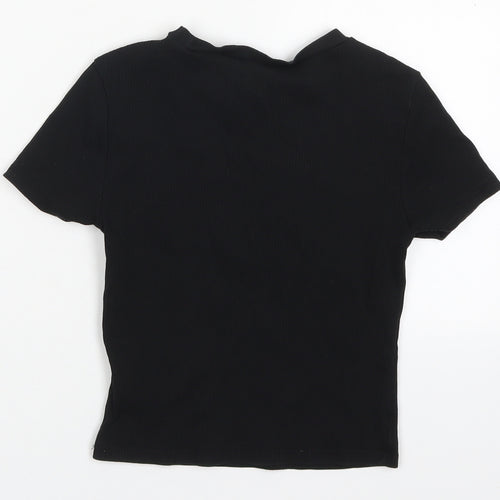 H&M Womens Black  Cotton Basic T-Shirt Size S Crew Neck
