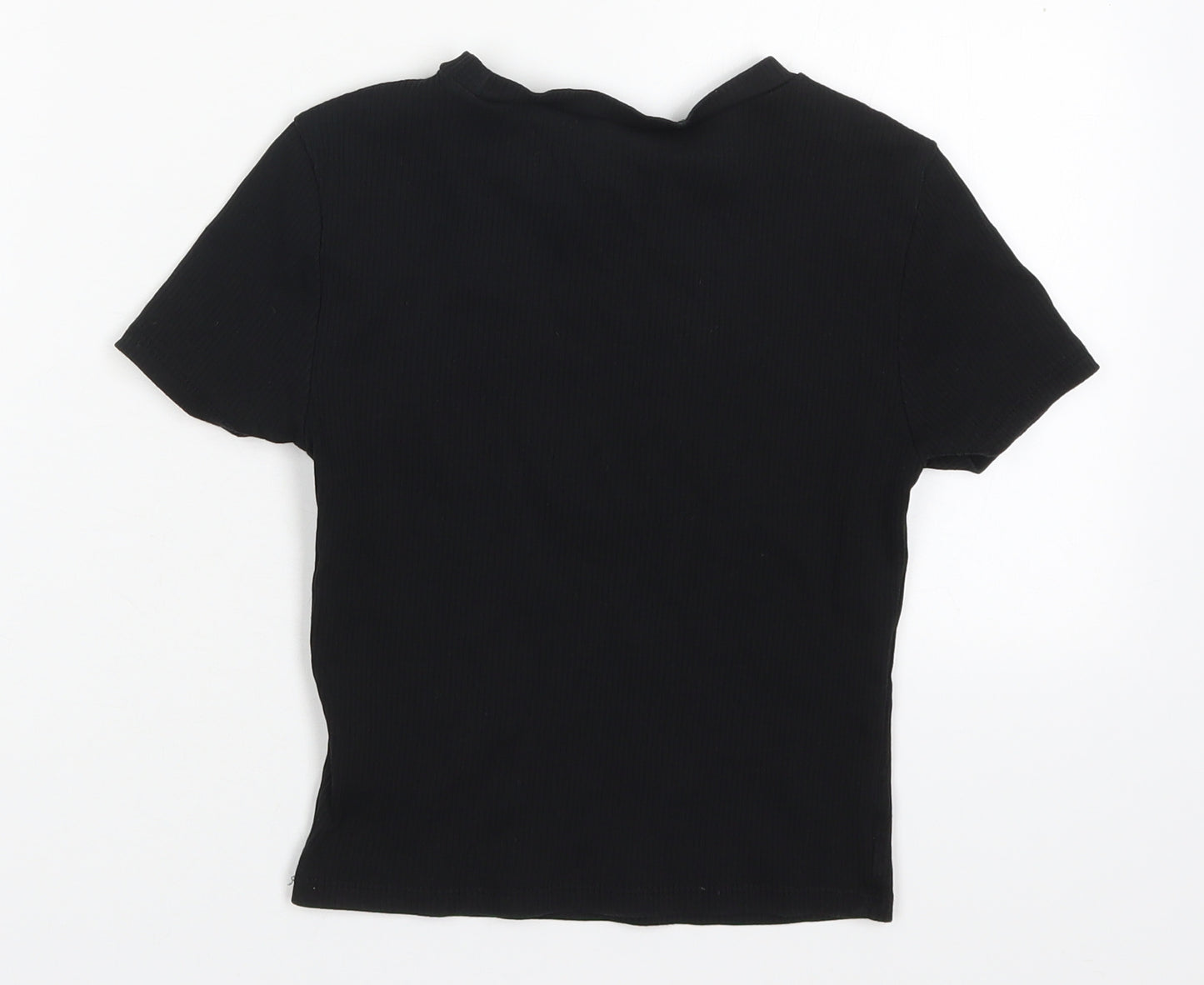 H&M Womens Black  Cotton Basic T-Shirt Size S Crew Neck