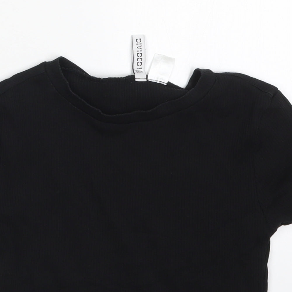 H&M Womens Black  Cotton Basic T-Shirt Size S Crew Neck