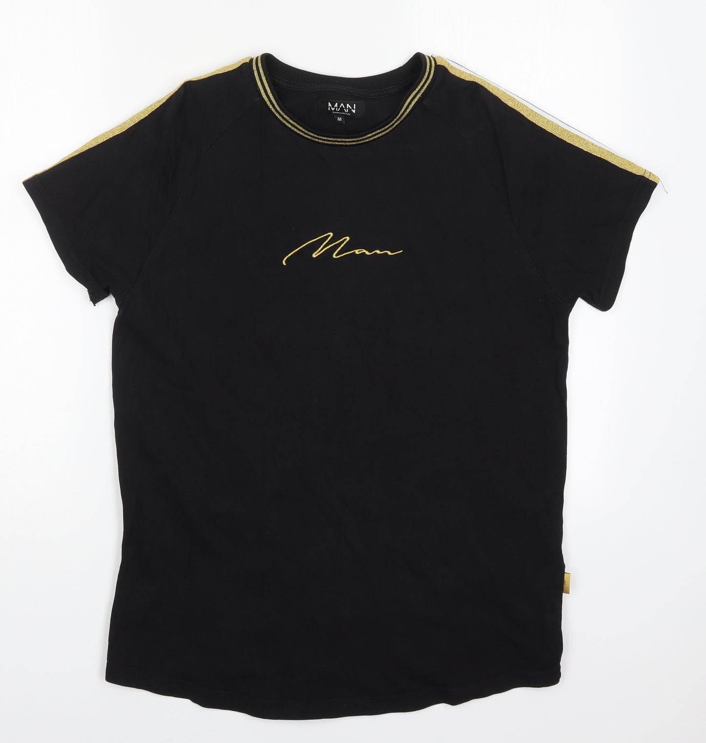Boohoo MAN Mens Black  Cotton  T-Shirt Size M Crew Neck