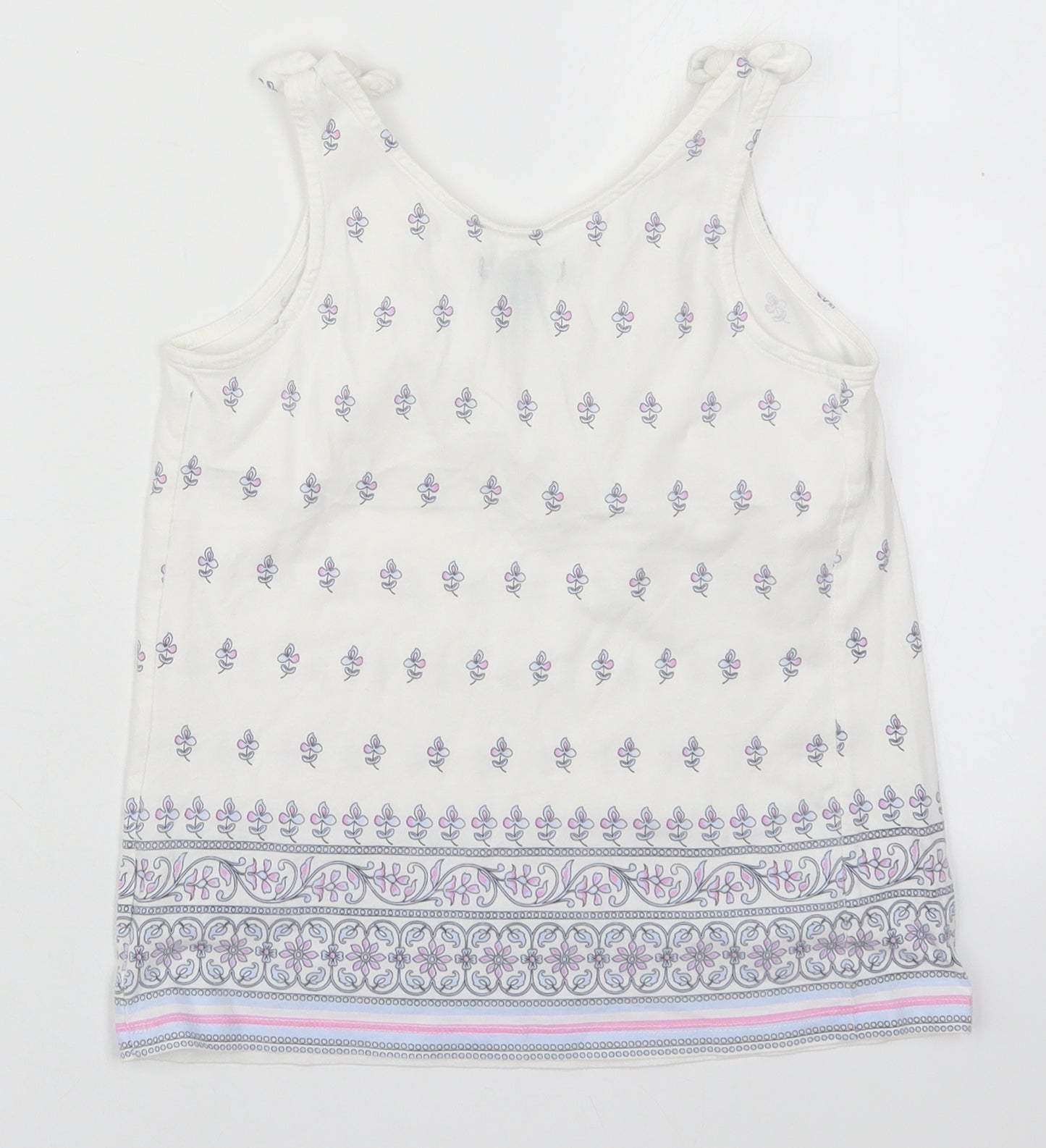 Gap Girls White Geometric Cotton Basic Tank Size 6-7 Years Scoop Neck Pullover