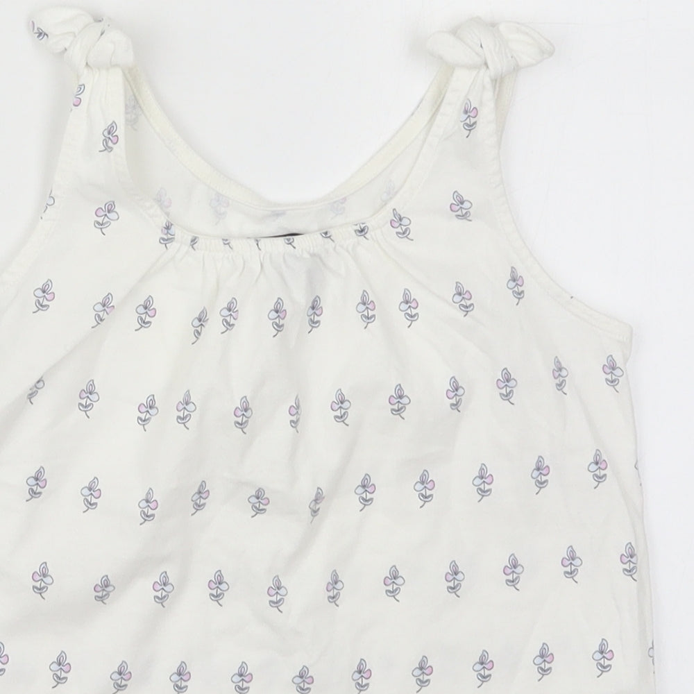 Gap Girls White Geometric Cotton Basic Tank Size 6-7 Years Scoop Neck Pullover