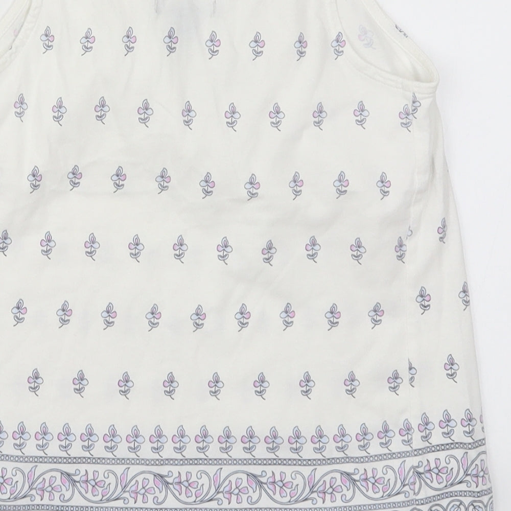 Gap Girls White Geometric Cotton Basic Tank Size 6-7 Years Scoop Neck Pullover