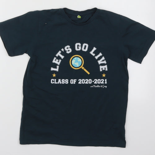Rapuni Boys Blue  Cotton Basic T-Shirt Size 9-10 Years Crew Neck Pullover - Let's Go Live Class of 2020-2021 with Maddie and Greg