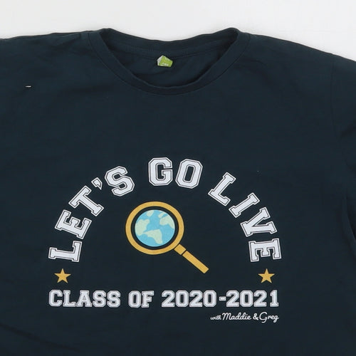 Rapuni Boys Blue  Cotton Basic T-Shirt Size 9-10 Years Crew Neck Pullover - Let's Go Live Class of 2020-2021 with Maddie and Greg