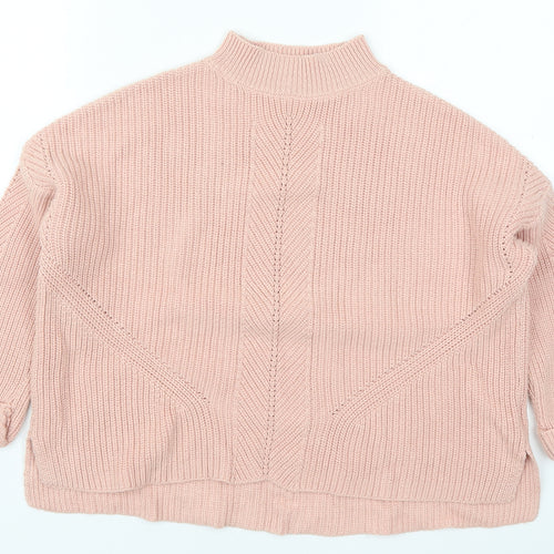 Topshop Womens Pink Round Neck  Acrylic Pullover Jumper Size 4