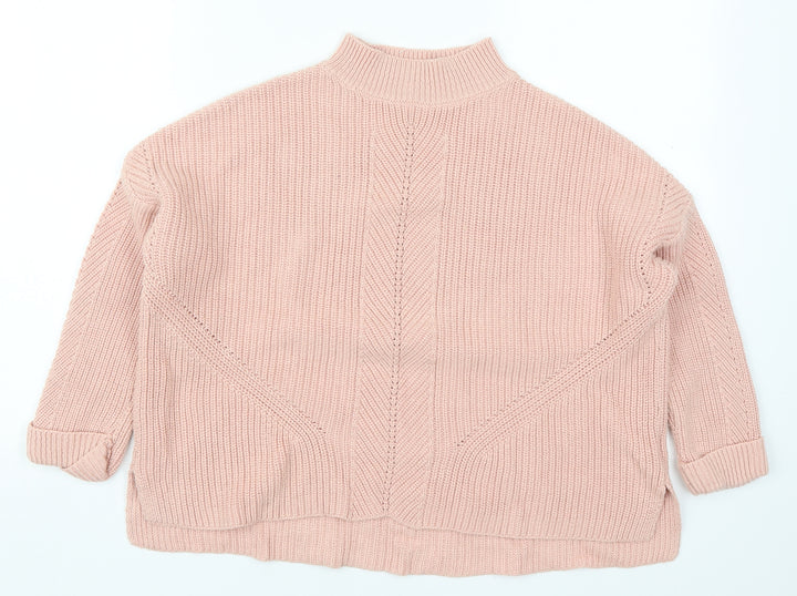 Topshop Womens Pink Round Neck Acrylic Pullover Jumper Size 4