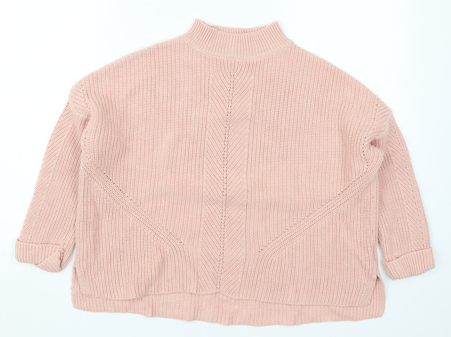 Topshop Womens Pink Round Neck  Acrylic Pullover Jumper Size 4