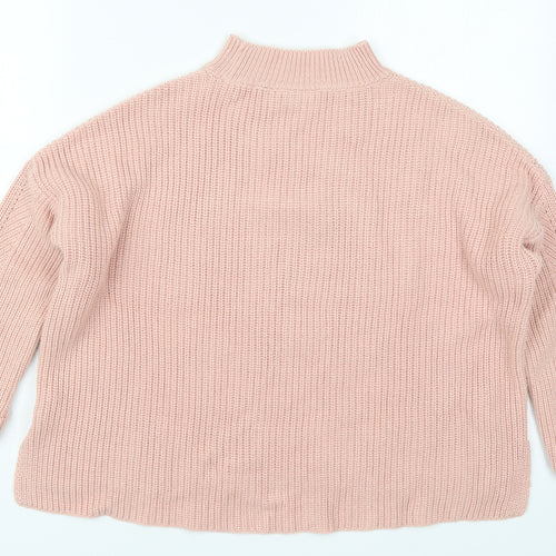 Topshop Womens Pink Round Neck  Acrylic Pullover Jumper Size 4
