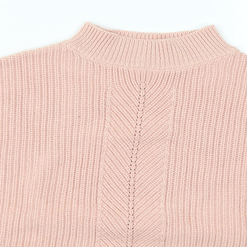 Topshop Womens Pink Round Neck  Acrylic Pullover Jumper Size 4