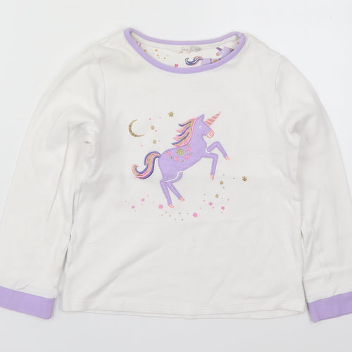John Lewis Girls White Solid Cotton Top Pyjama Top Size 8 Years  Pullover - Unicorn Purple