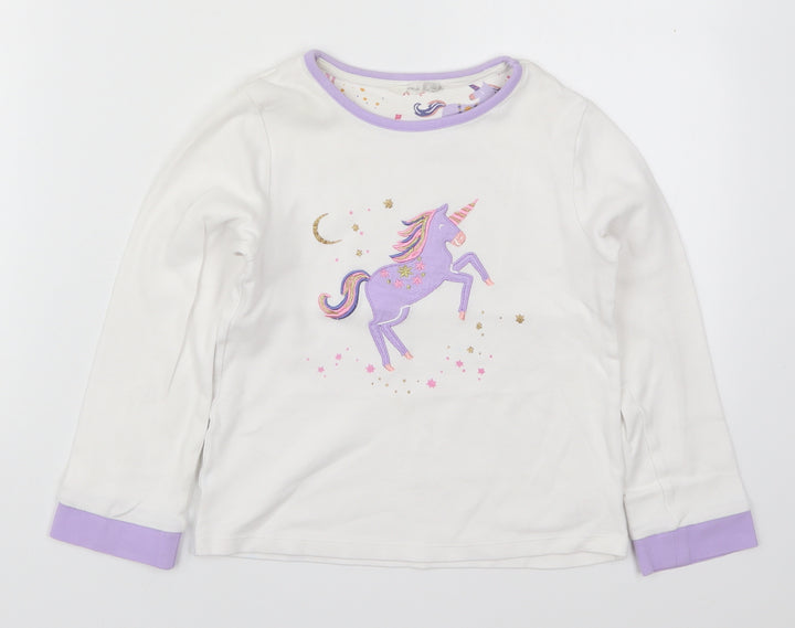 John Lewis Girls White Solid Cotton Top Pyjama Top Size 8 Years  Pullover - Unicorn Purple