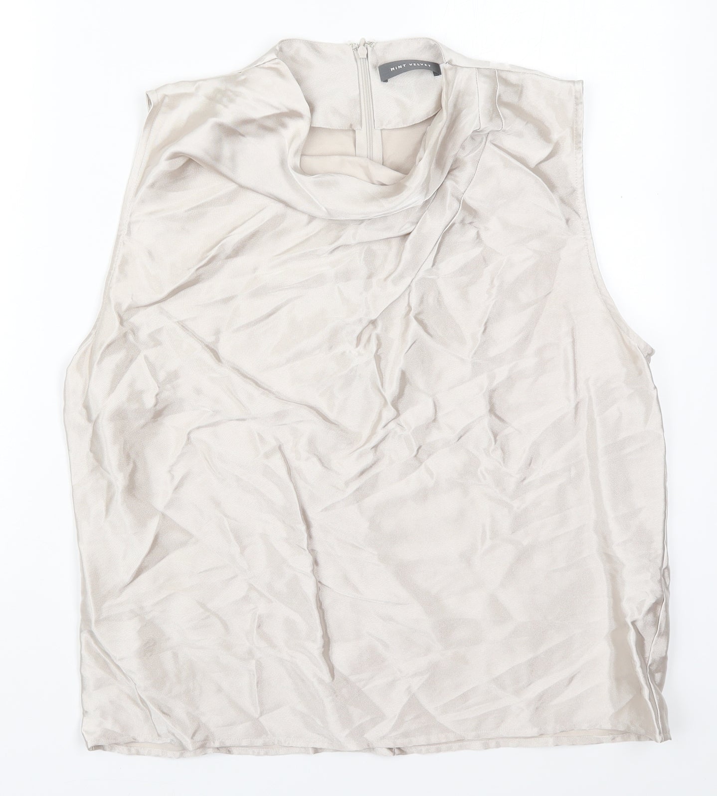 Mint Velvet Womens Beige  Polyester Basic Tank Size 16 Cowl Neck