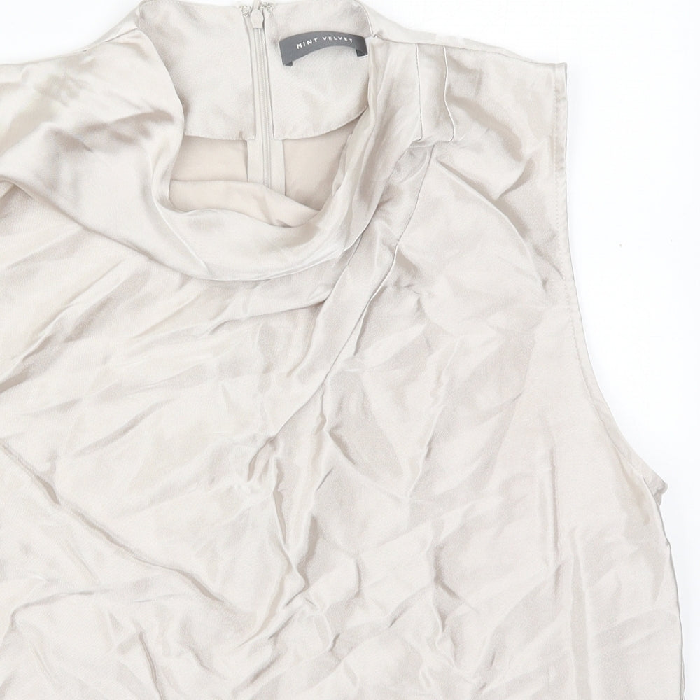 Mint Velvet Womens Beige  Polyester Basic Tank Size 16 Cowl Neck