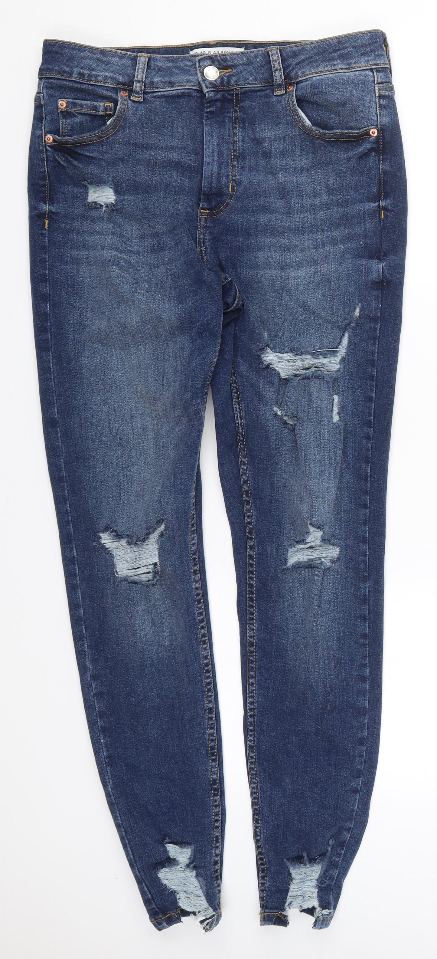 Denim Co Womens Blue  Cotton Skinny Jeans Size 12 L29 in Regular Button