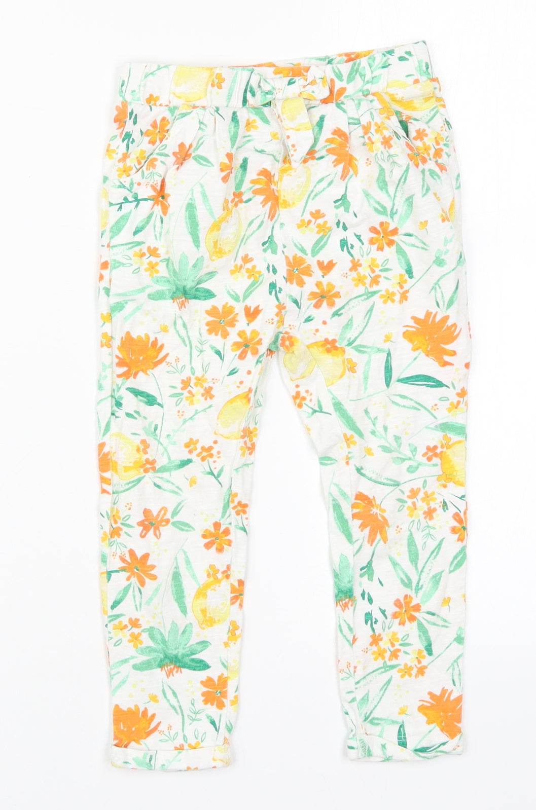George Girls Multicoloured Floral Cotton Sweatpants Trousers Size 3-4 Years  Regular