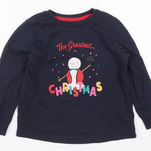 Matalan Boys Blue Solid Cotton  Pyjama Top Size 8 Years  Pullover - The Greatest Christmas