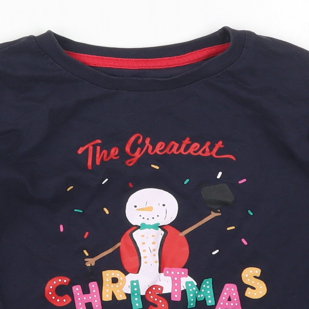 Matalan Boys Blue Solid Cotton  Pyjama Top Size 8 Years  Pullover - The Greatest Christmas