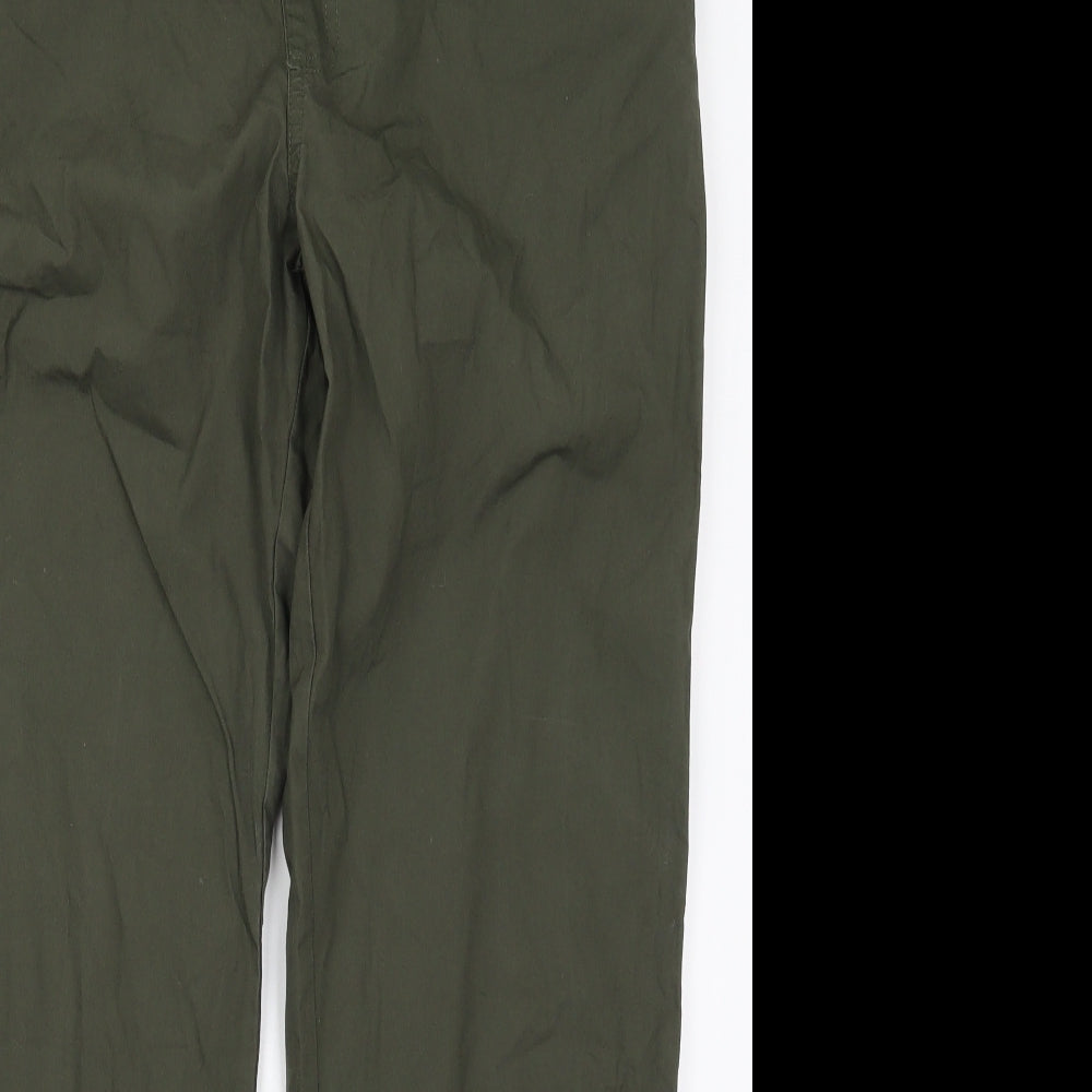Full Circle Womens Green  Cotton Cargo Trousers Size 16 L29 in Regular Drawstring
