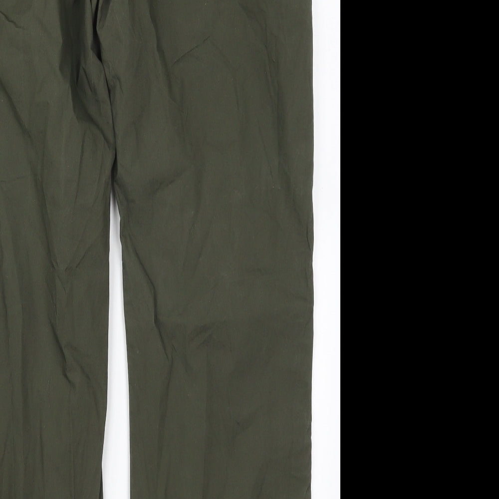 Full Circle Womens Green  Cotton Cargo Trousers Size 16 L29 in Regular Drawstring