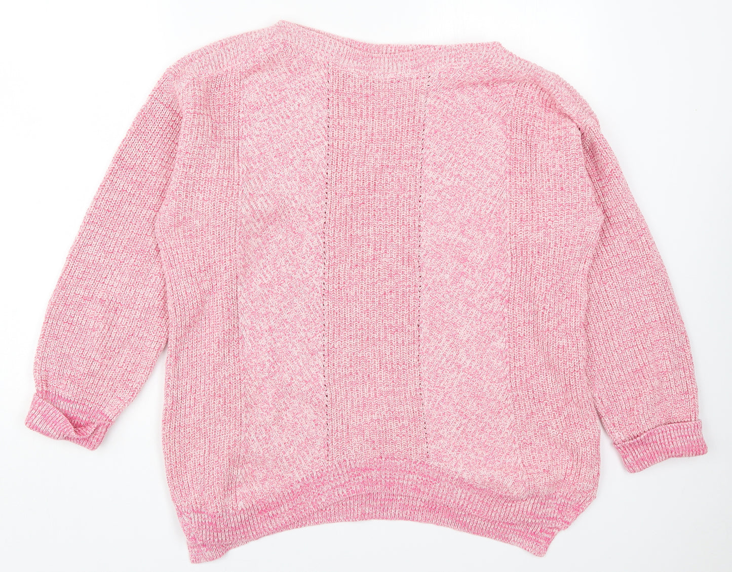 Marks and Spencer Womens Pink Round Neck  Cotton Pullover Jumper Size XL