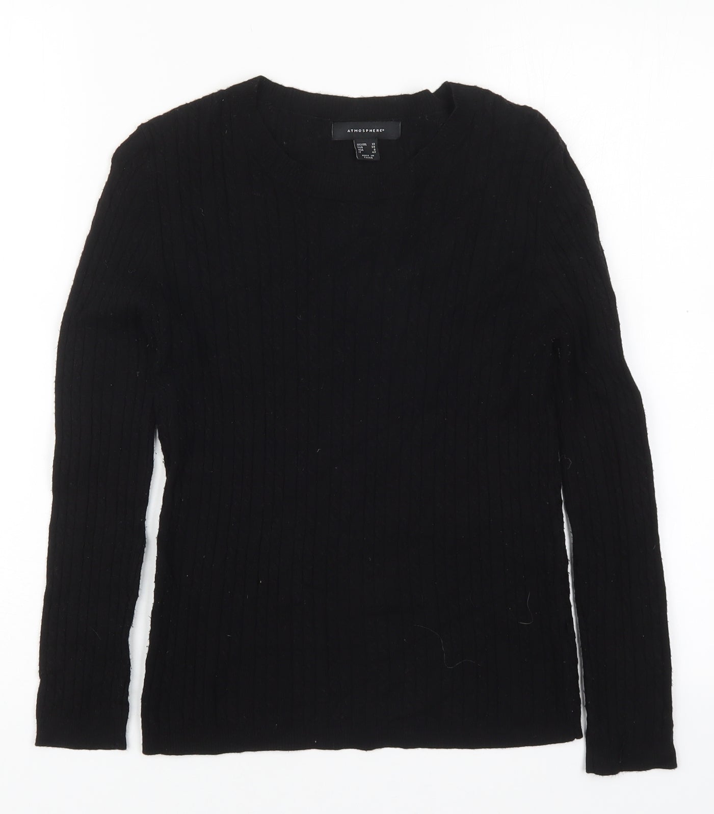 Atmosphere Womens Black Round Neck  Viscose Pullover Jumper Size 10