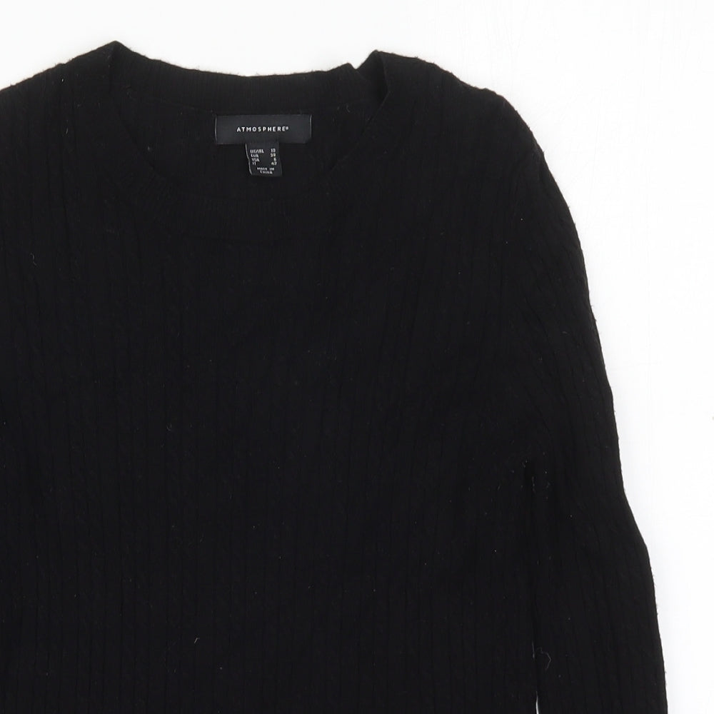 Atmosphere Womens Black Round Neck  Viscose Pullover Jumper Size 10