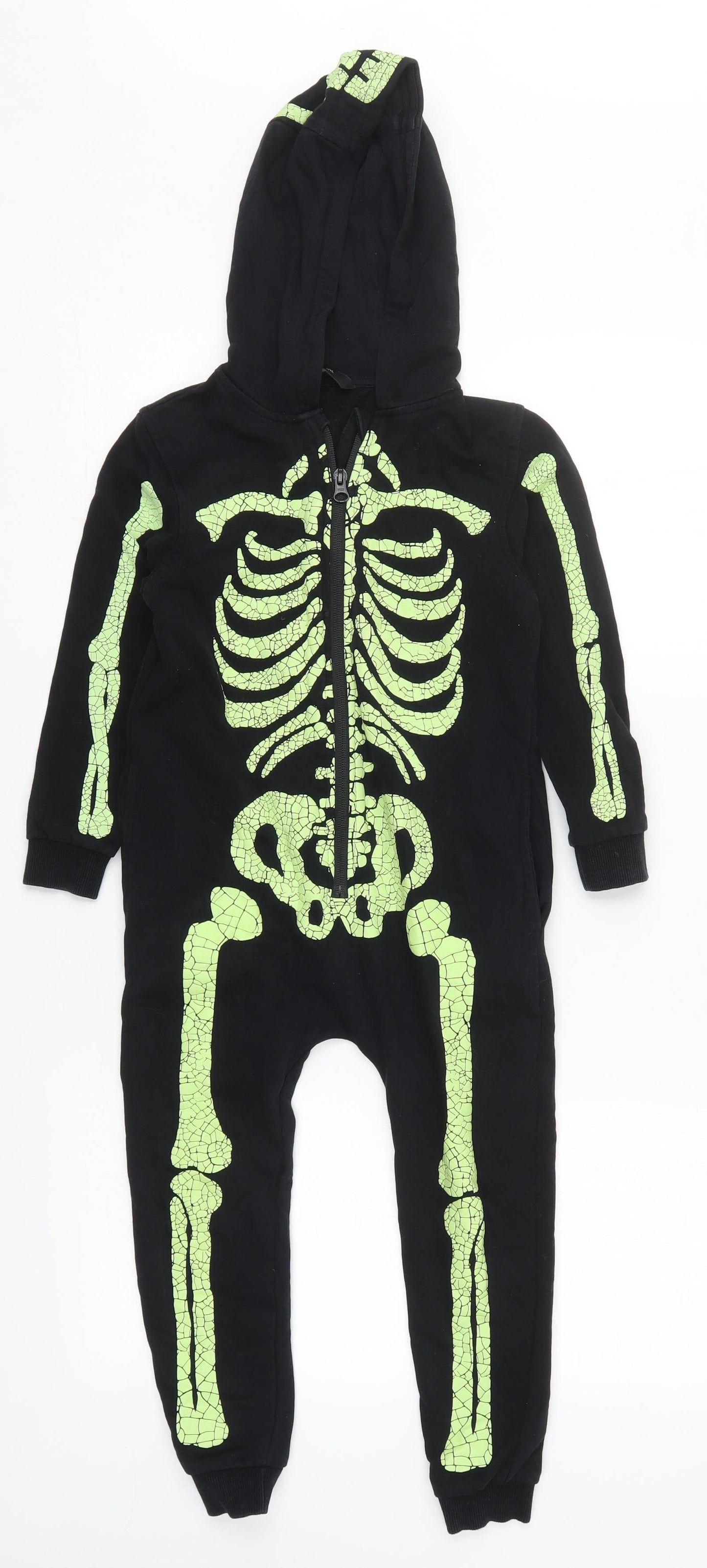 George Boys Black Solid Cotton  One Piece Size 4-5 Years  Zip - Skeleton
