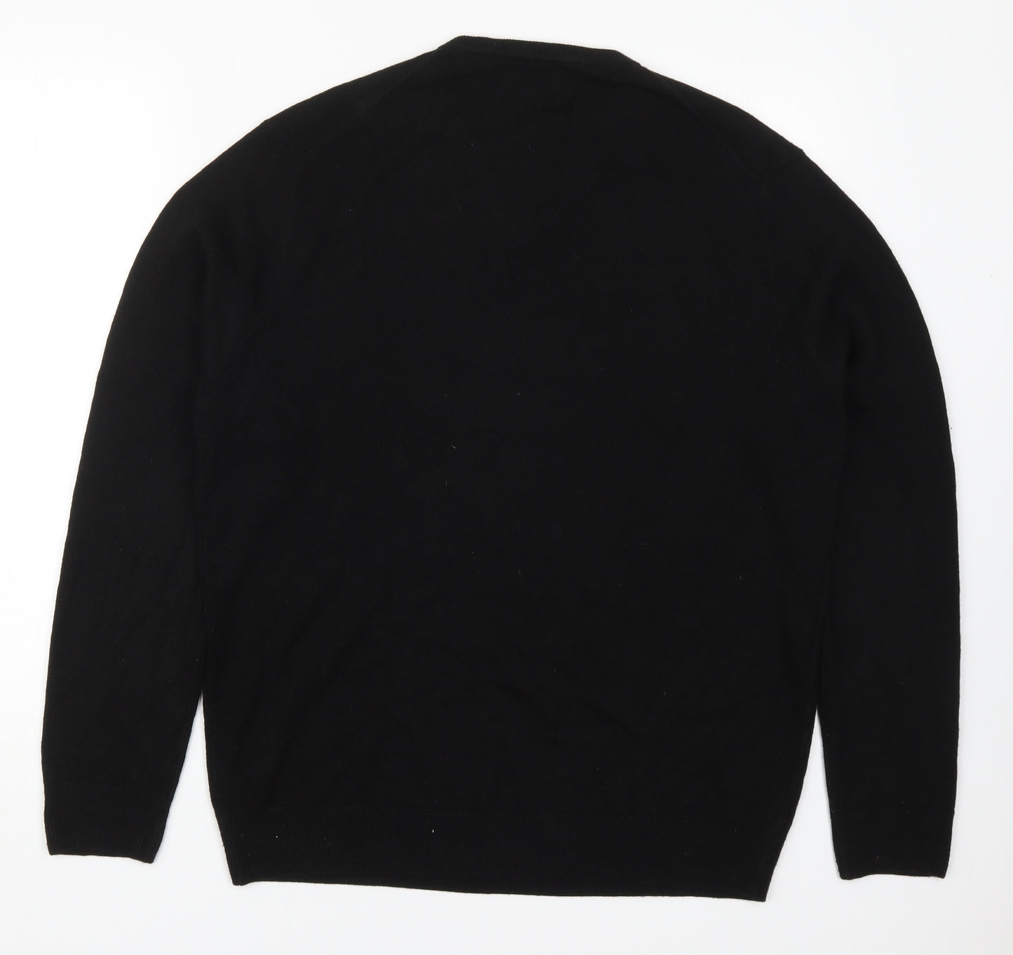 F&F Mens Black V-Neck  Acrylic Pullover Jumper Size L