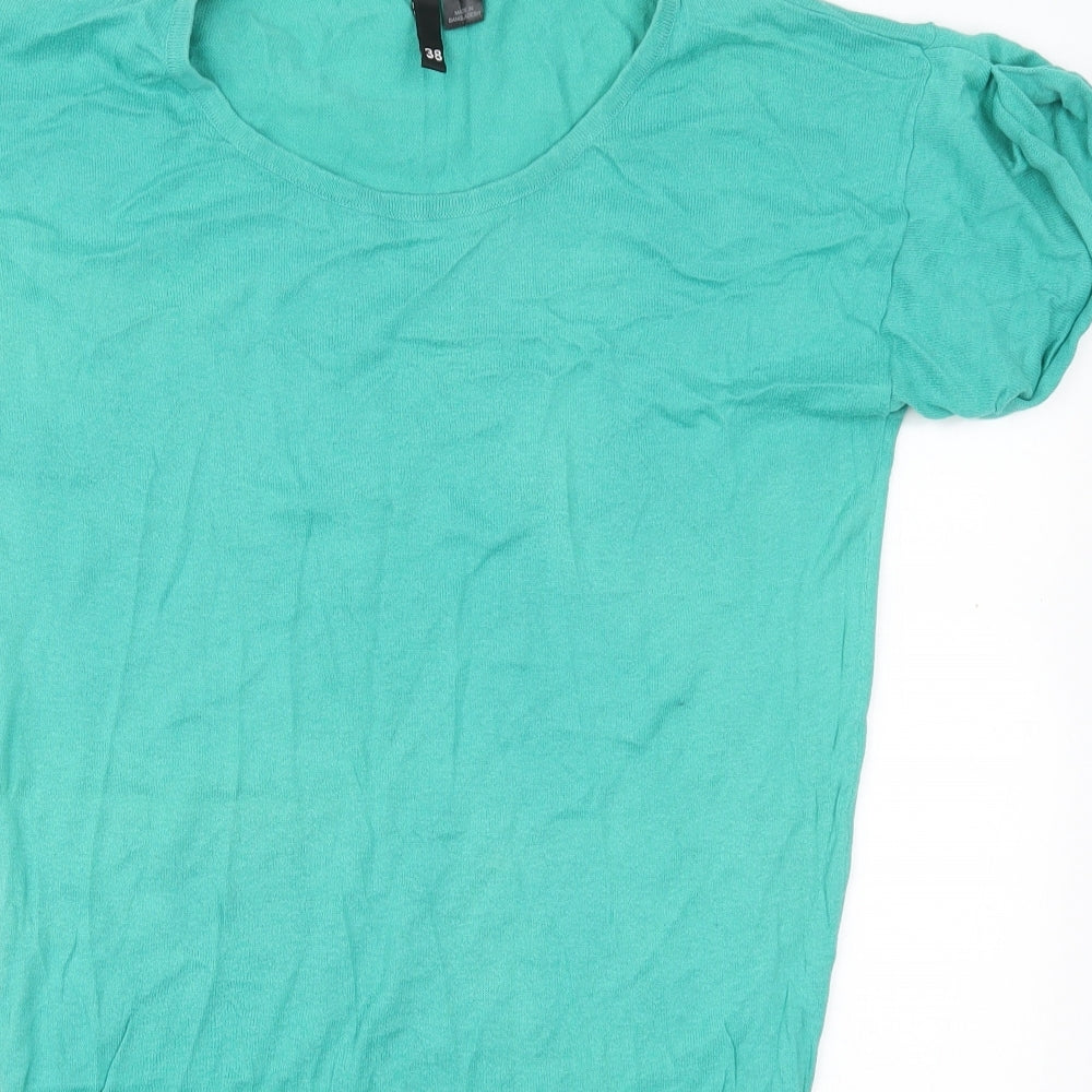 H&M Womens Green  Cotton Basic T-Shirt Size 10 Round Neck