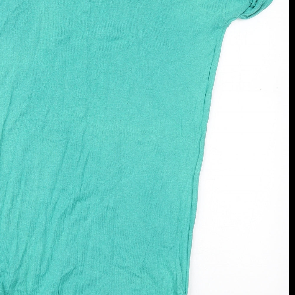 H&M Womens Green  Cotton Basic T-Shirt Size 10 Round Neck