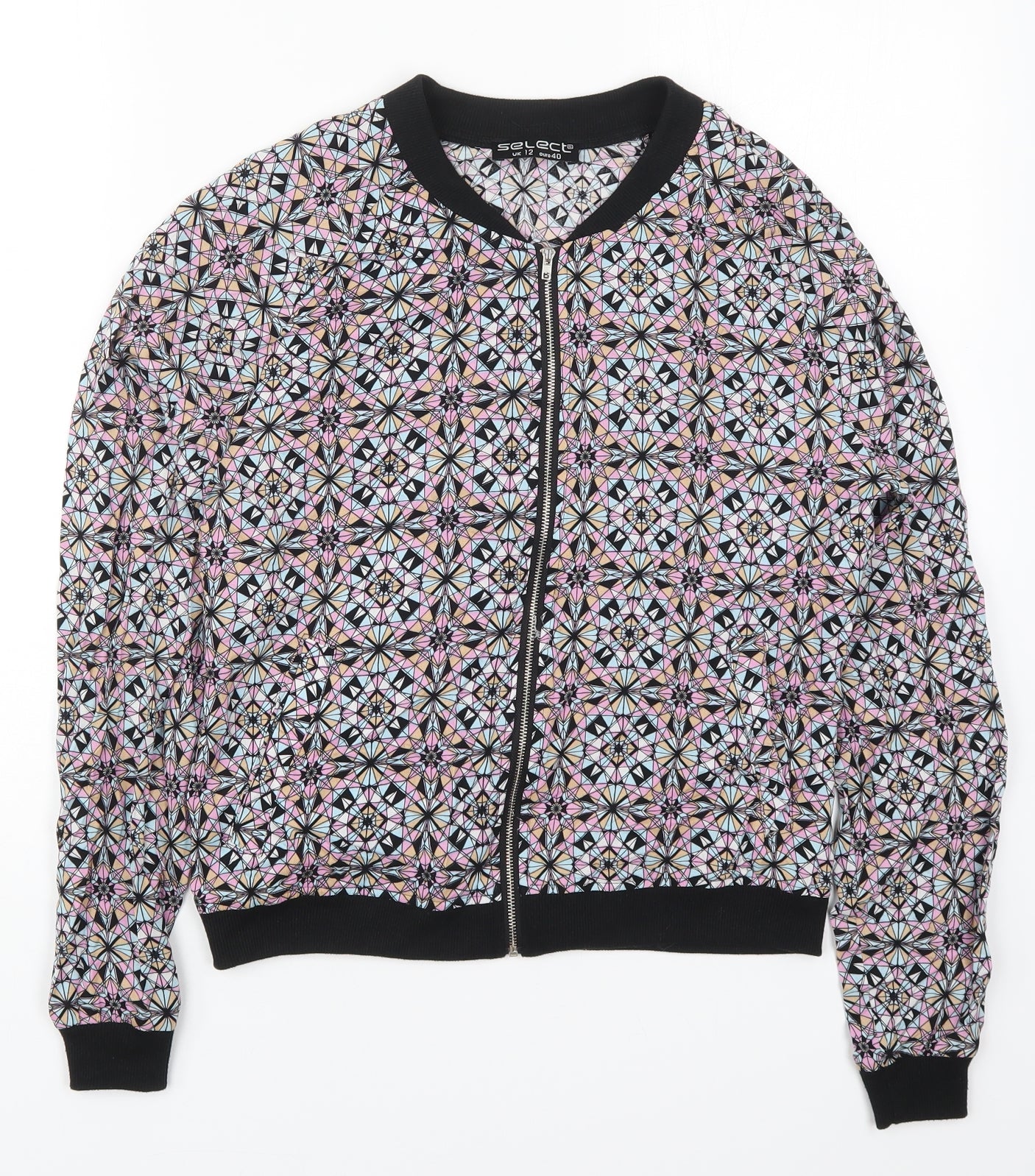 Select Womens Multicoloured Geometric  Jacket  Size 12  Zip