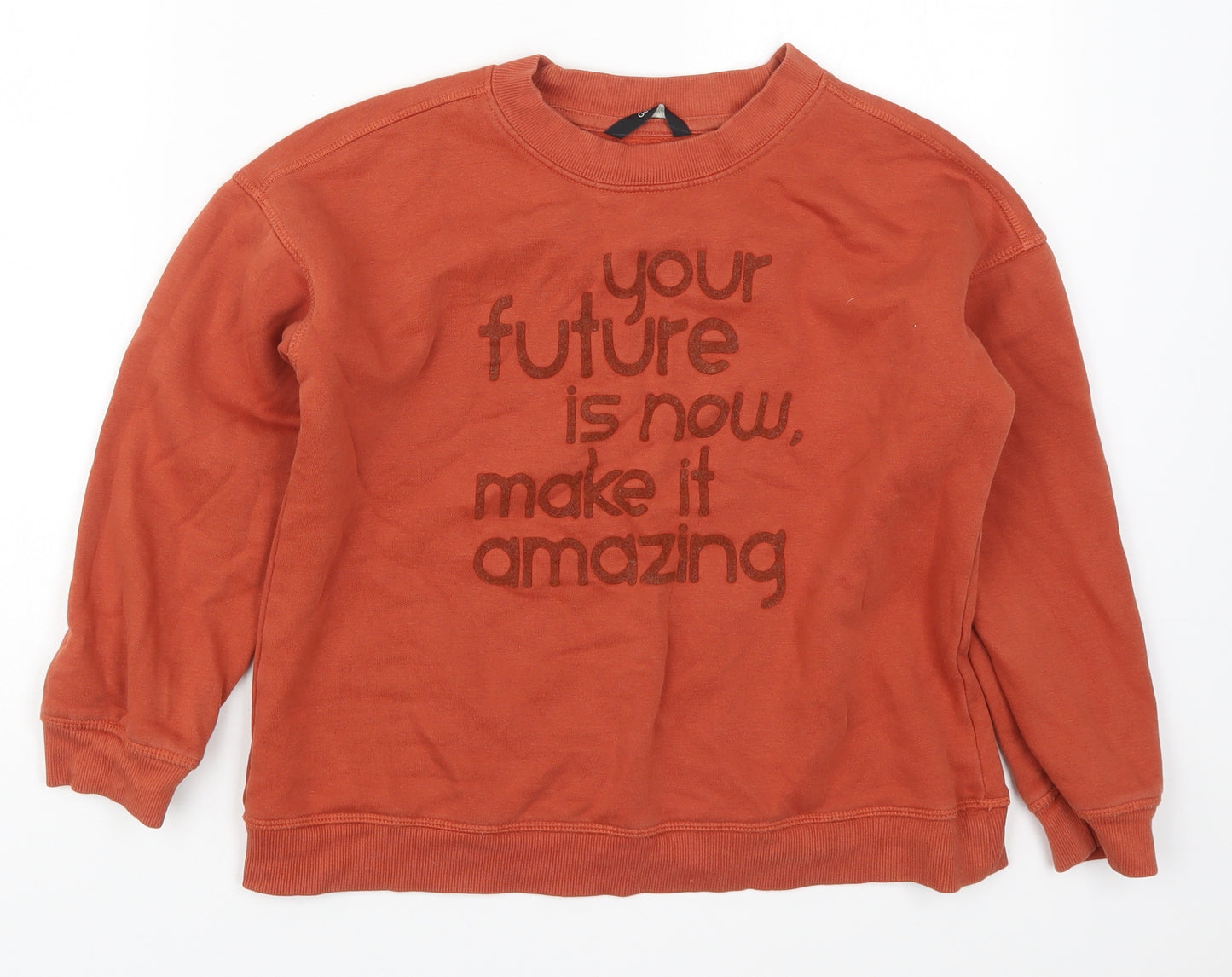George Boys Brown  Cotton Pullover Sweatshirt Size 10-11 Years  Pullover - Your Future Is Now Make It Amazing