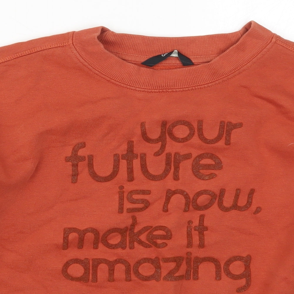 George Boys Brown  Cotton Pullover Sweatshirt Size 10-11 Years  Pullover - Your Future Is Now Make It Amazing